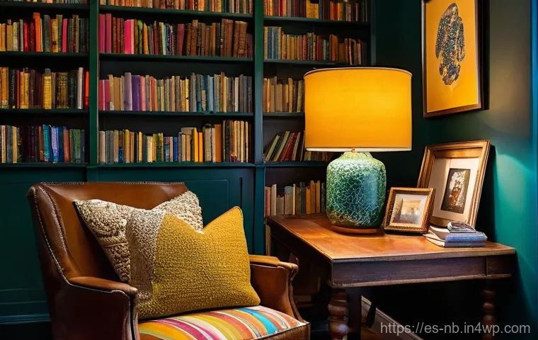 맥시멀리즘 인테리어에서의 균형 찾기 - **A Vibrant Maximalist Living Room:**
    A richly decorated, inviting living room in a conscious ma...